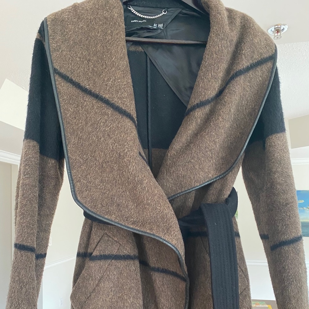 Gorgeous color-block Karen Milllen wrap coat S
